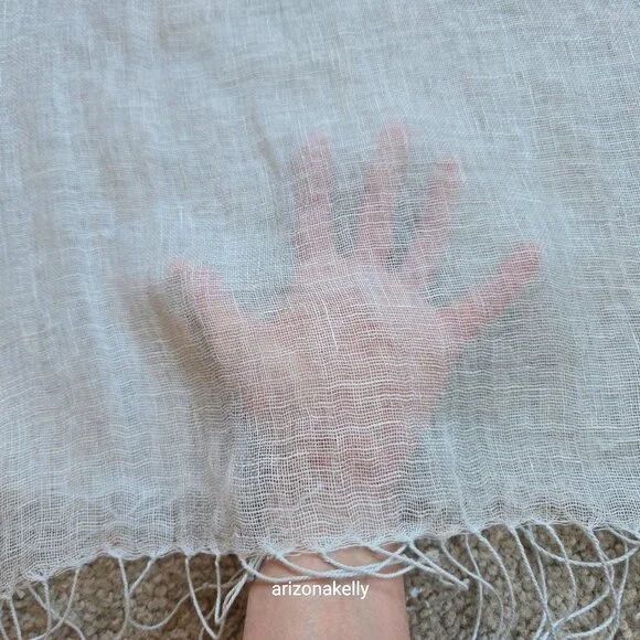 Linen Scarf PALE BLUE - Picture 9 of 14